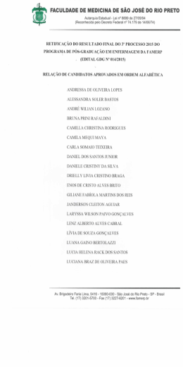 Retificação da Lista dos Aprovados do 3º Processo