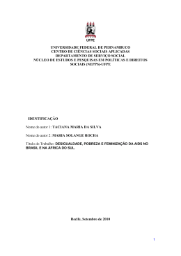 DESIGUALDADE, POBREZA E FEMINIZA&Ccedil;&Atilde;O DA