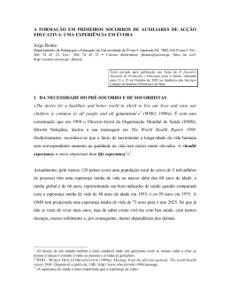 A FORMA&Ccedil;&Agrave;O EM PRIMEIROS SOCORROS DE AUXILIARES DE
