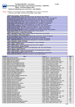 com Local de Prova - Ordem Alfab&eacute;tica