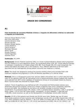 ANAIS DO CONGRESSO A1 - Sociedade Brasileira de Transplante