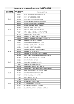 Cronograma para Atendimento no dia 22/08/2014
