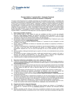 Processo Seletivo 1&ordm; semestre/2015 &ndash; Gradua&ccedil;&atilde;o