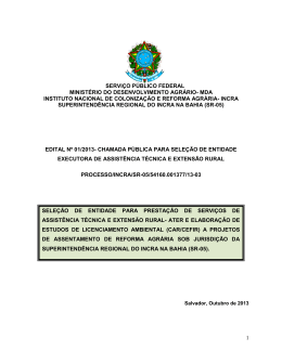Edital da Chamada P&uacute;blica N&ordm; 01/2013
