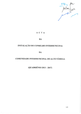 Acta da Instala&ccedil;&atilde;o do Conselho Intermunicipal da Comunidade