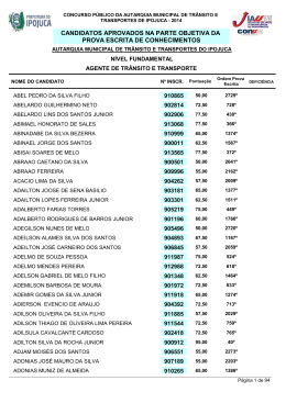 Aprovados Agente de Trânsito Aprovados na Prova Escrita de