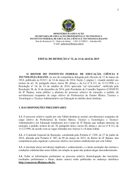 1 EDITAL DE REMO&Ccedil;&Atilde;O n&ordm; 32, de 14 de abril de 2015 O