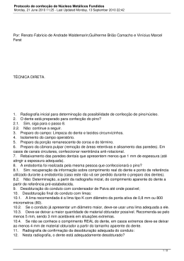 Protocolo de confec&ccedil;&atilde;o de N&uacute;cleos Met&aacute;licos Fundidos