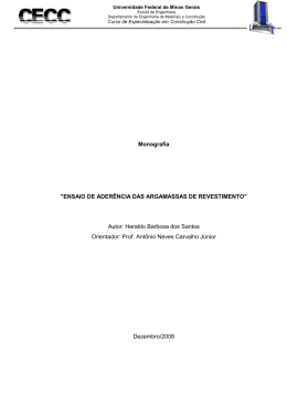 ENSAIO DE ADER&Ecirc;NCIA DAS ARGAMASSAS DE REVESTIMENTO