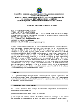 do Edital - Minist&eacute;rio do Desenvolvimento, Ind&uacute;stria e