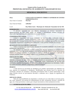 www.tamandaredosul.com.br MEMORIAL DESCRITIVO