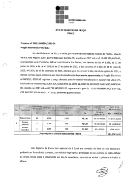 Ata do Pregão Eletrônico 008/2012