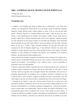 2001: A FORMAÇÃO EM TRADUÇÃO EM PORTUGAL
