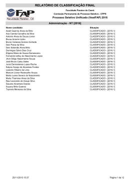 RELATÓRIO DE CLASSIFICAÇÃO FINAL