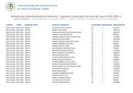 Segunda Convoca&ccedil;&atilde;o da Lista de Espera SiSU 2015-1