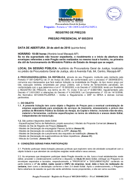 Pregoeiro DATA DE ABERTURA: 29 HOR&Aacute;RIO: 10:00 horas