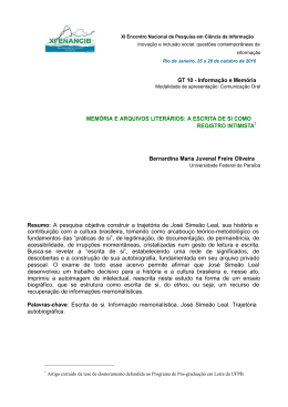 GT 10 - Informa&ccedil;&atilde;o e Mem&oacute;ria MEM&Oacute;RIA E ARQUIVOS