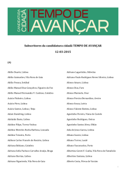 Subscritores da candidatura cidadã TEMPO DE AVANÇAR 12