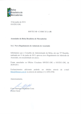 Regulamento de Admissão de Associados