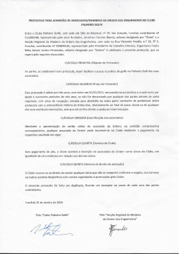 PROTOCOLO PARA ADMISSÃO DE ASSOCIADOS/MEMBROS DA