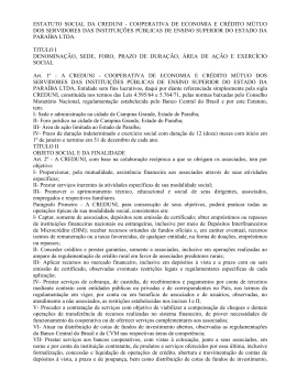 ESTATUTO SOCIAL DA CREDUNI