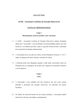 ESTATUTOS ALER - Associa&ccedil;&atilde;o Lus&oacute;fona de Energias Renov&aacute;veis