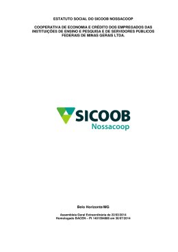 ESTATUTO SOCIAL DO SICOOB NOSSACOOP COOPERATIVA DE