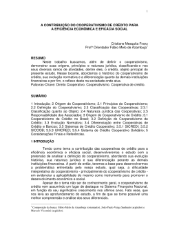 A CONTRIBUI&Ccedil;&Atilde;O DO COOPERATIVISMO DE CR&Eacute;DITO