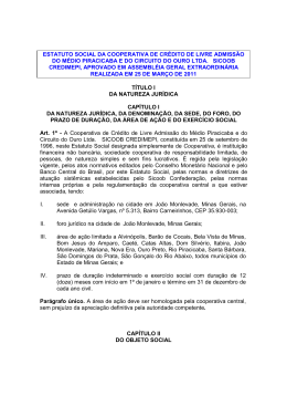 ESTATUTO SOCIAL DA COOPERATIVA DE