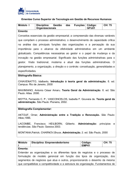 Ementas Curso Superior de Tecnologia em Gest&atilde;o de Recursos