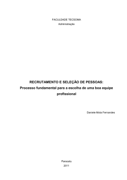 RECRUTAMENTO E SELE&Ccedil;&Atilde;O DE PESSOAS