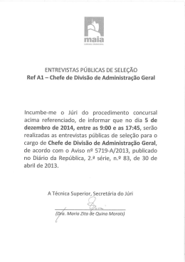 ENTREVISTAS PÚBLICAS DE SELEÇÃO Ref A1