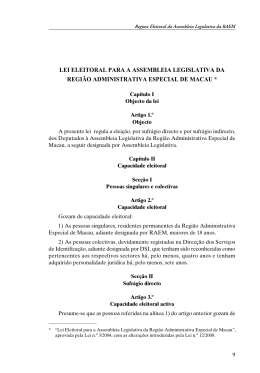 lei eleitoral para a assembleia legislativa da regi&atilde;o administrativa