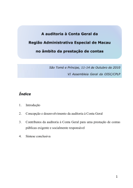 A auditoria &agrave; Conta Geral da Regi&atilde; o Administrativa Especial de