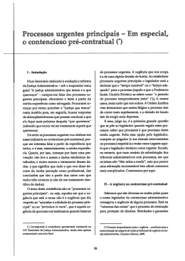 Processos urgentes principais - Em especial, o contencioso pr&eacute;