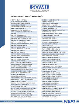 Rela&ccedil;&atilde;o dos membros do corpo t&eacute;cnico