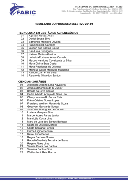 Aprovados no Processo Seletivo 2014/1.