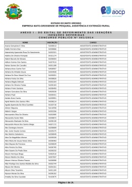 Anexo I do Edital de Deferimento da Isen&ccedil;&otilde;es