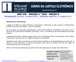 TJ-GO DIÁRIO DA JUSTIÇA ELETRÔNICO - EDIÇÃO 1849