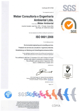 Weber Consultoria e Engenharia Ambiental Ltda. ISO 9001 :2008