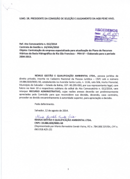 ILMO. SR. PRESIDENTE DA COMISS&Atilde;O DE SELE&Ccedil;&Atilde;O E
