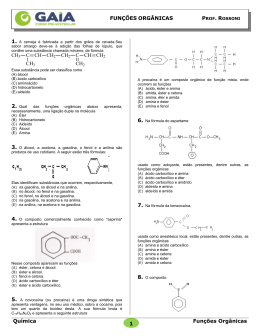FUNÇÕES ORGÂNICAS Química Funções Orgânicas 1