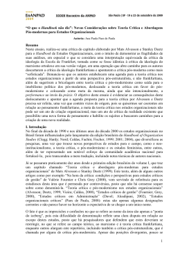 1 &ldquo;O que o Handbook n&atilde;o diz&rdquo;: Novas Considera&ccedil;&otilde;es sobre Teoria