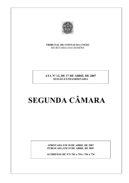 SEGUNDA CÂMARA - Tribunal de Contas da União