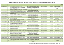rela&ccedil;&atilde;o de trabalhos cient&iacute;ficos aprovados