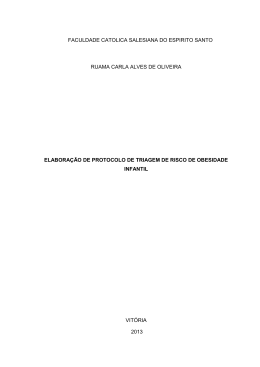 elabora&ccedil;&atilde;o de protocolo de triagem de risco de obesidade infantil