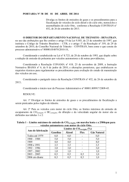 PORTARIA N&ordm; 38 - Divulga Limites Emiss&otilde;es Gases e