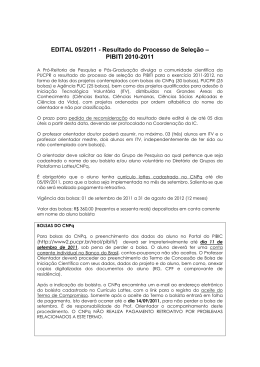 EDITAL 05/2011 - Resultado do Processo de Sele&ccedil;&atilde;o