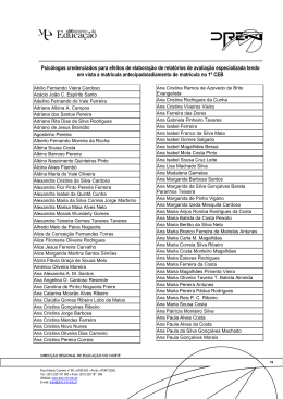 Psic&oacute;logos credenciados para efeitos de elabora&ccedil;&atilde;o de relat&oacute;rios