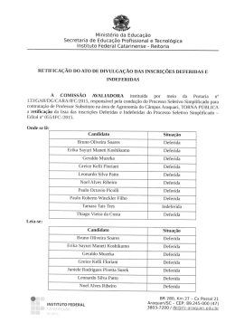 Retificação - homologação - Instituto Federal Catarinense